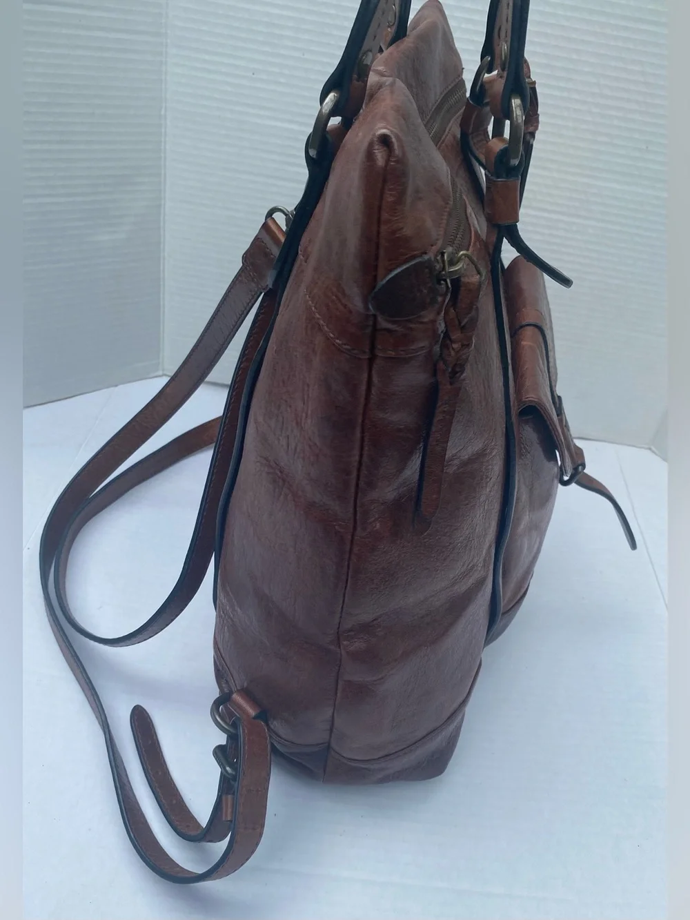Authentic FRYE Josie Leather Backpack Tote Bag - Dark Brown 🤎✨🤍🤎